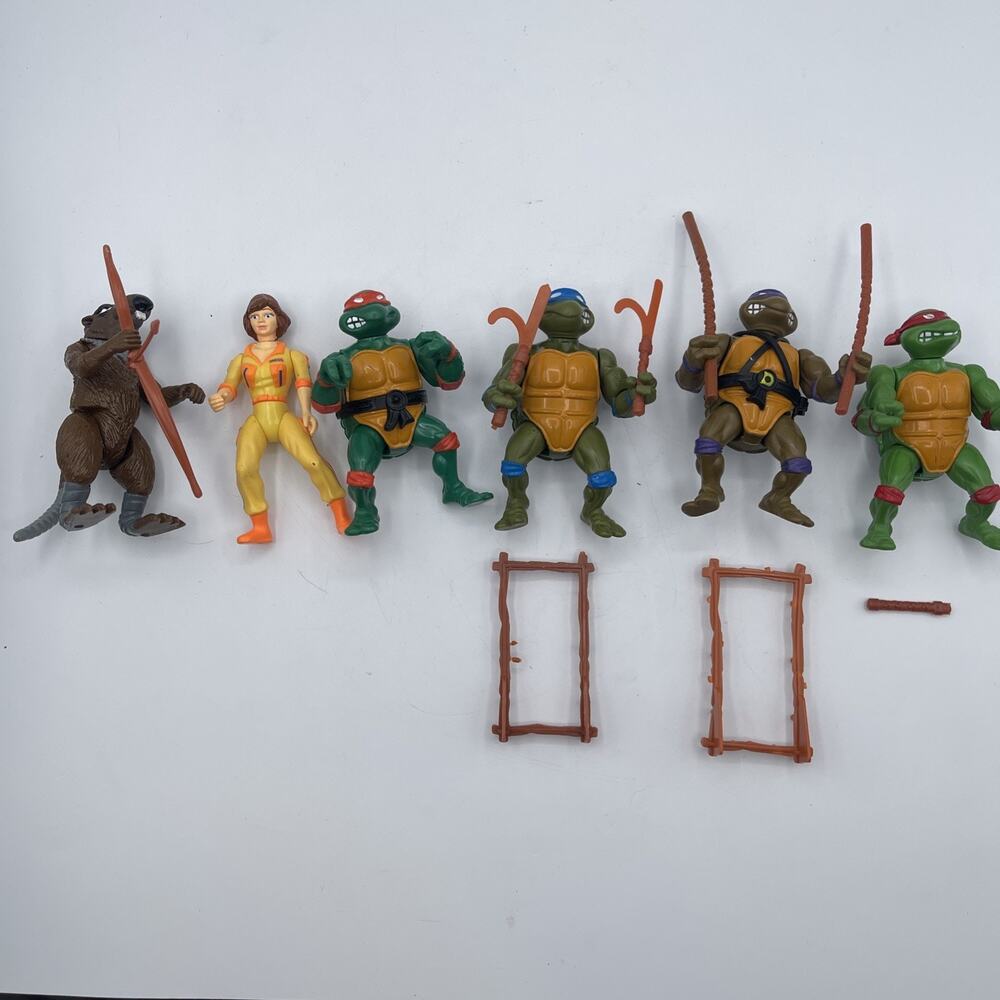 Vintage 1988 Teenage Mutant Ninja Turtles Original Action Figures Set of 6